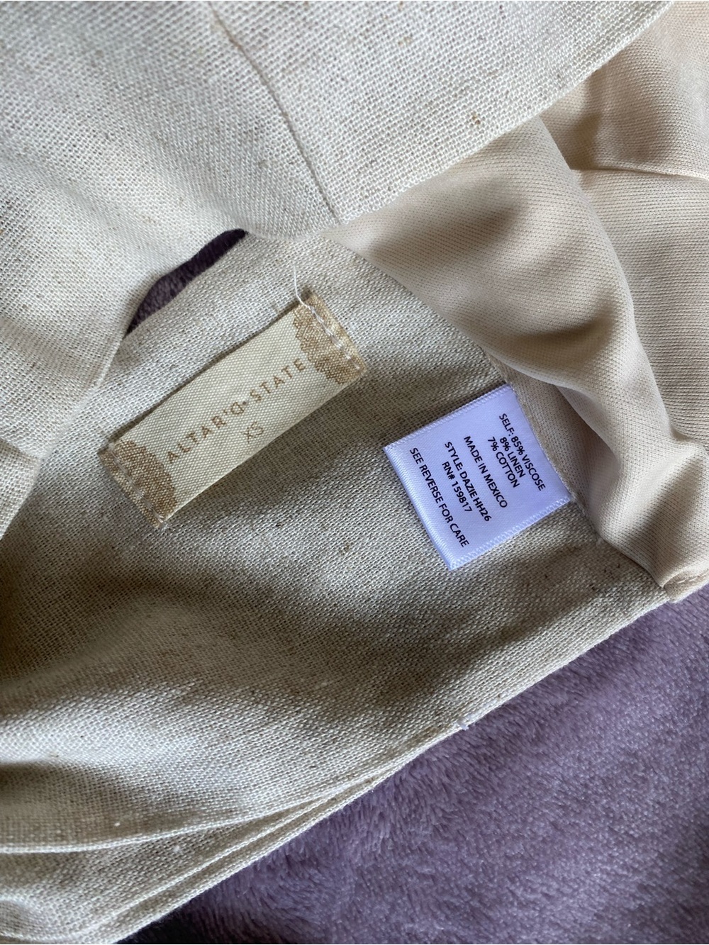 Altar’d State Beige Linen Blend Tie Back Crop Tank Top XS - Picture 7 of 9
